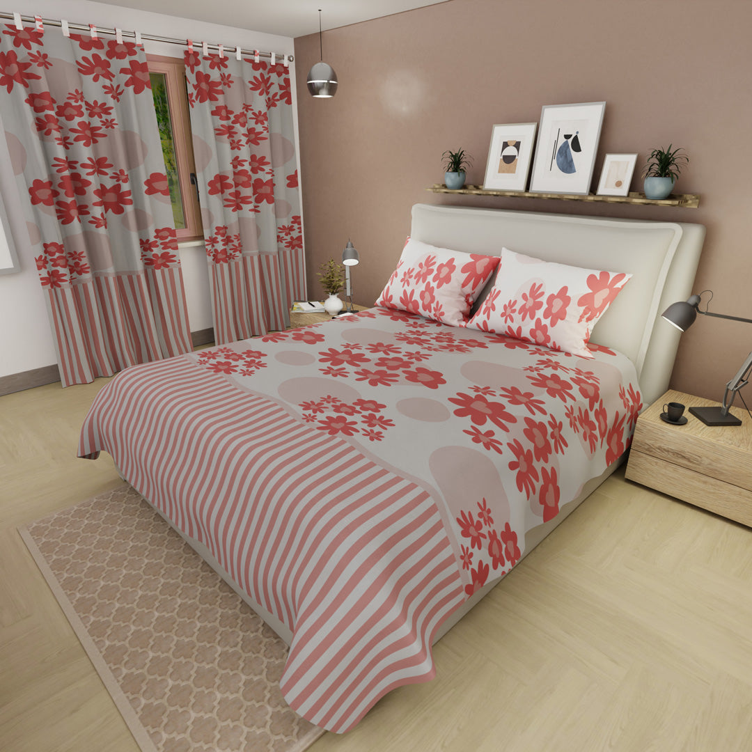 Juego De Sábanas Microfibra Suavizada Corazón  Floral