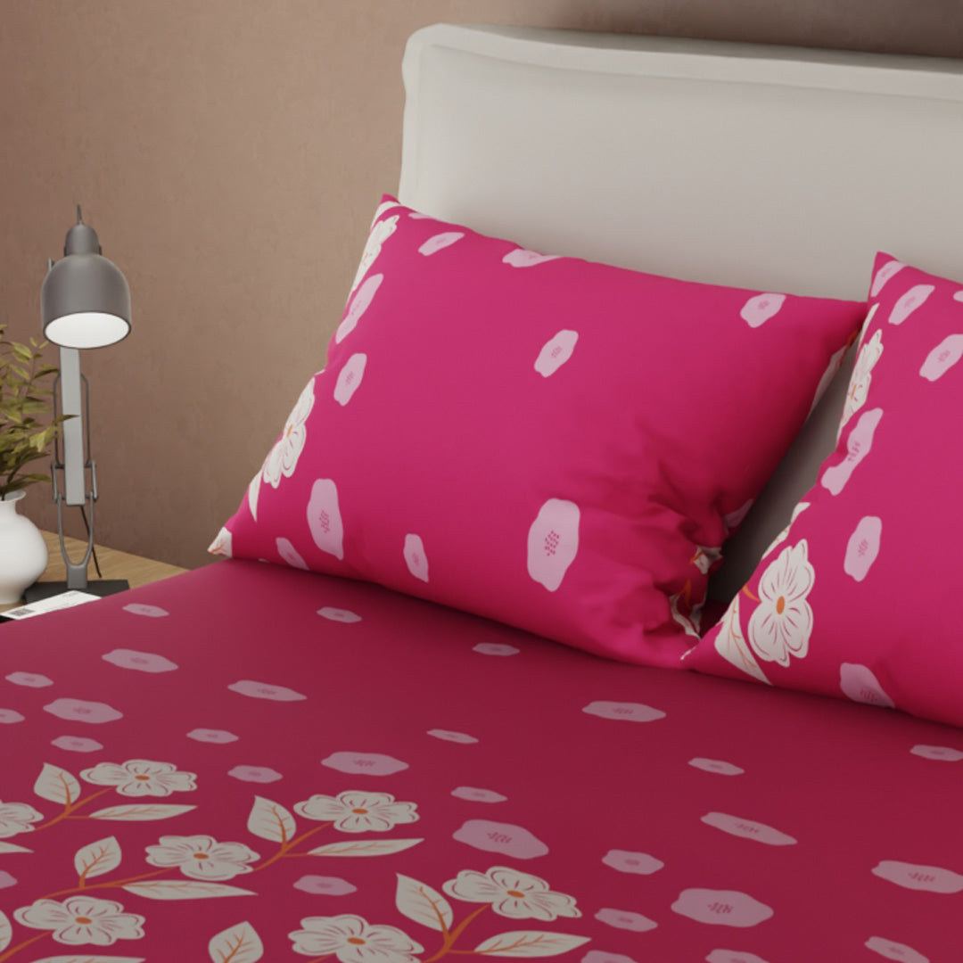 Juego De Sábanas Microfibra Suavizada Floralia Fucsia