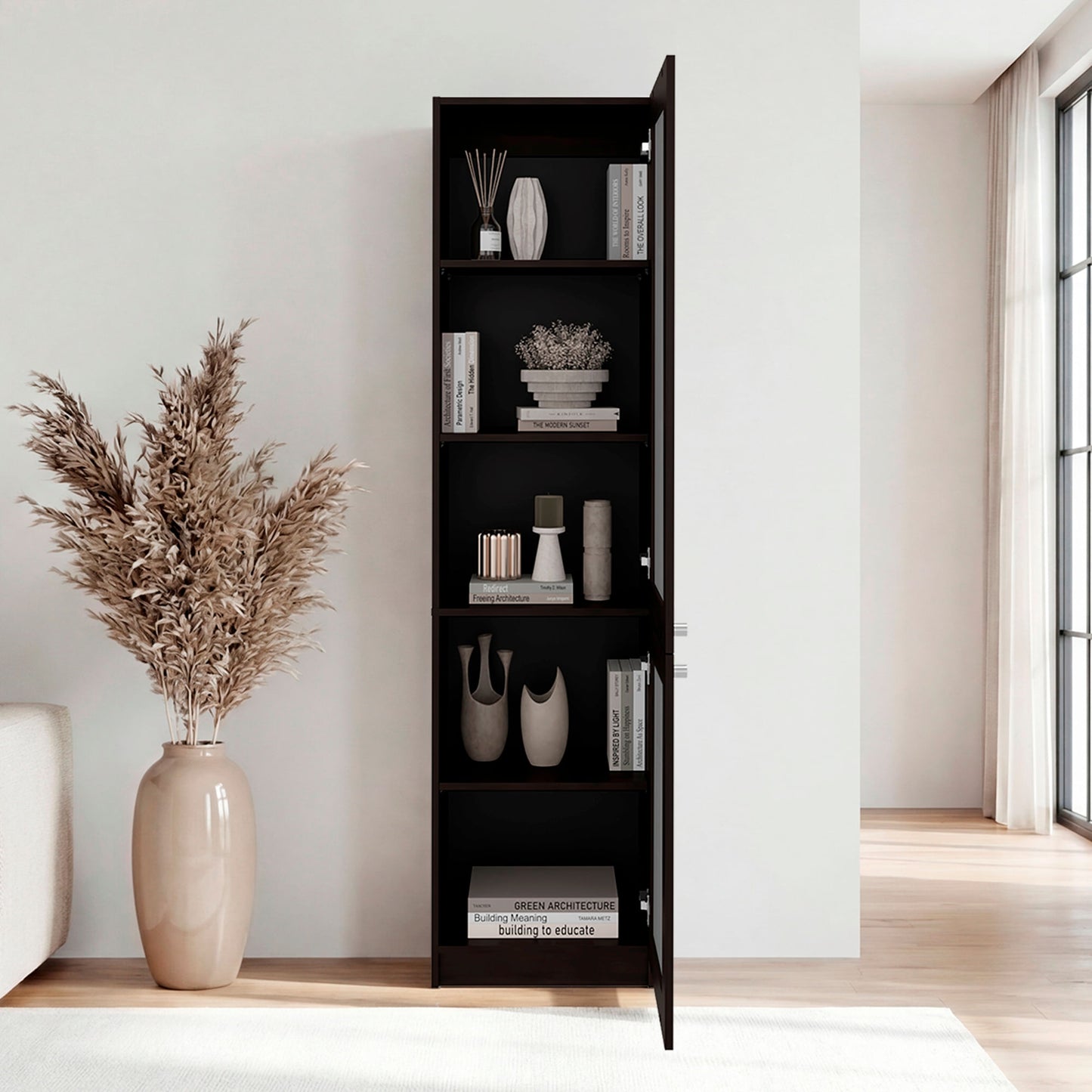 Estante Home E-M6 180X45X31 Rta Kronos Nogal Negro Zf
