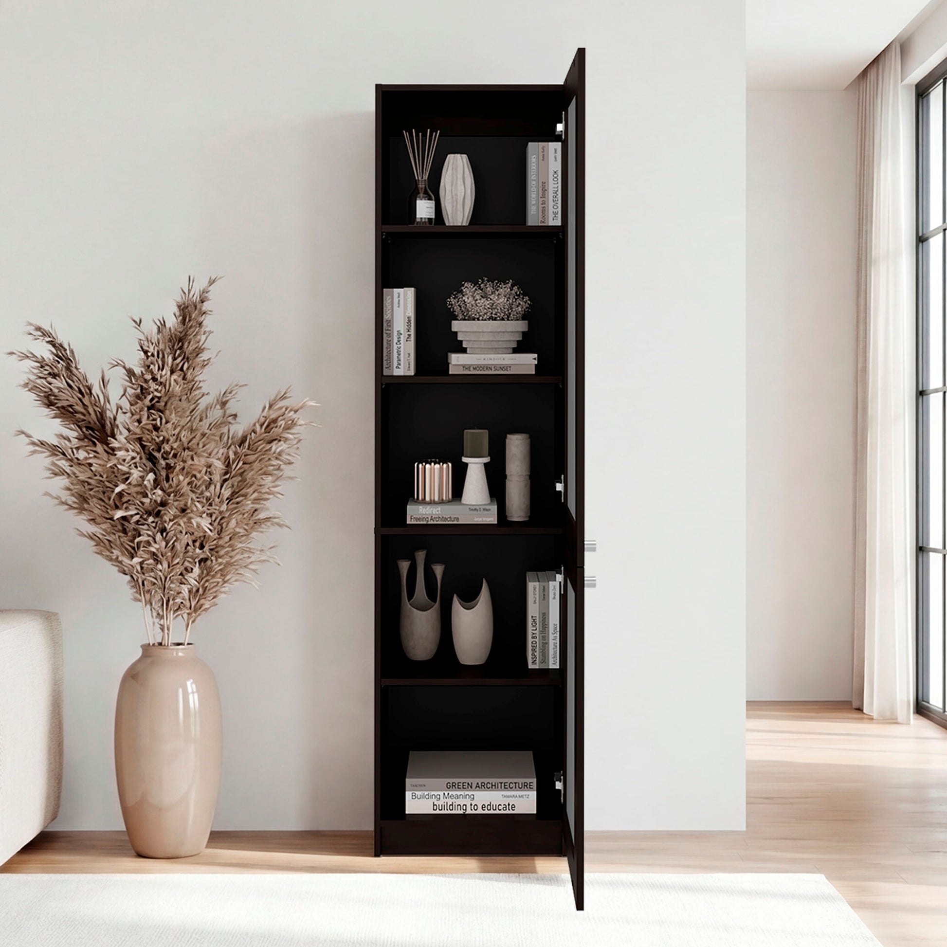 Estante Home E-M6 180X45X31 Rta Kronos Nogal Negro Zf