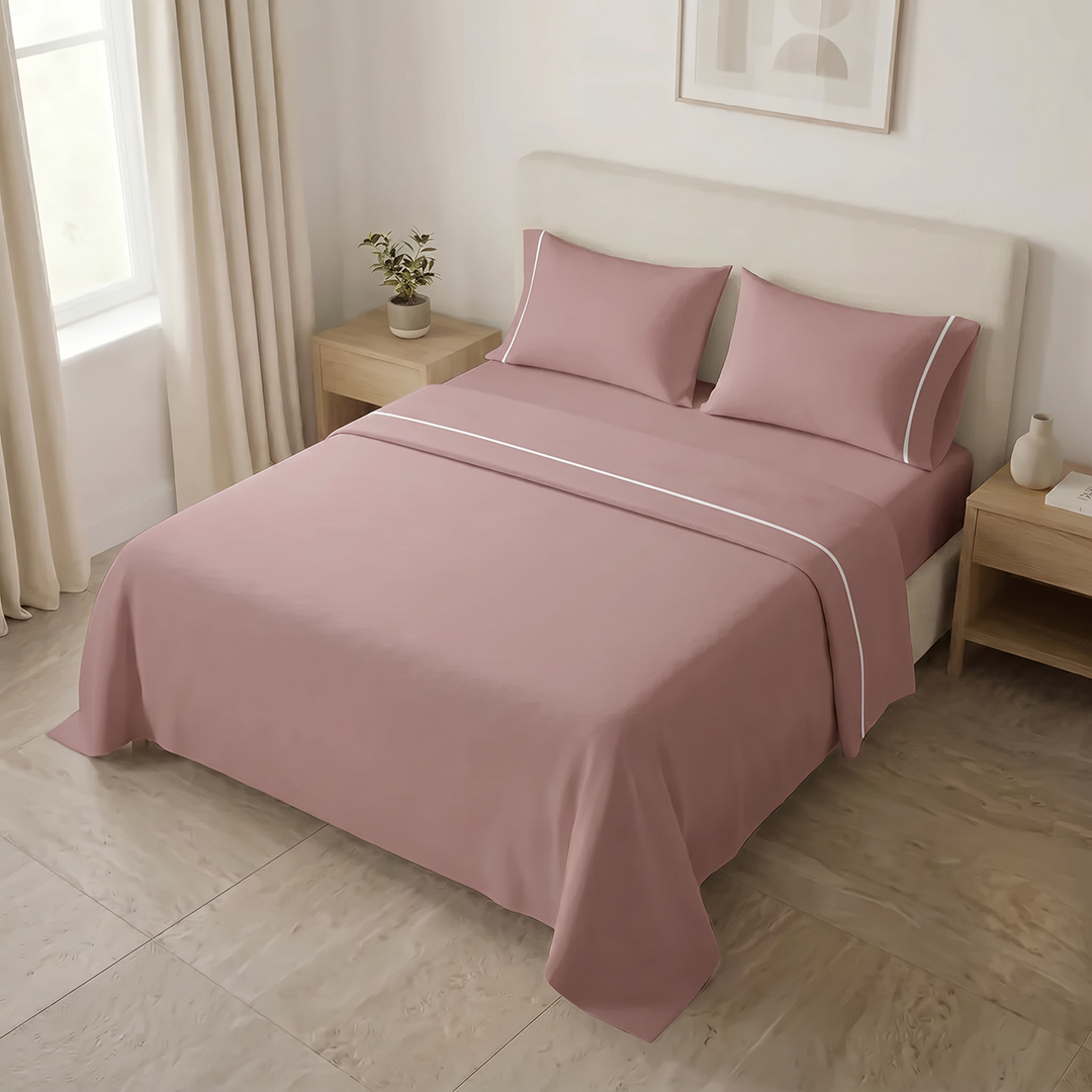 Juego De Sábanas Línea Básicos Palo De Rosa