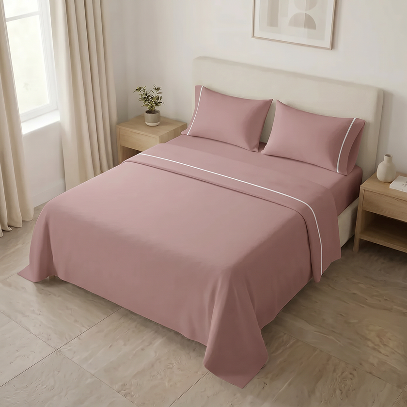 Juego De Sábanas Línea Básicos Palo De Rosa