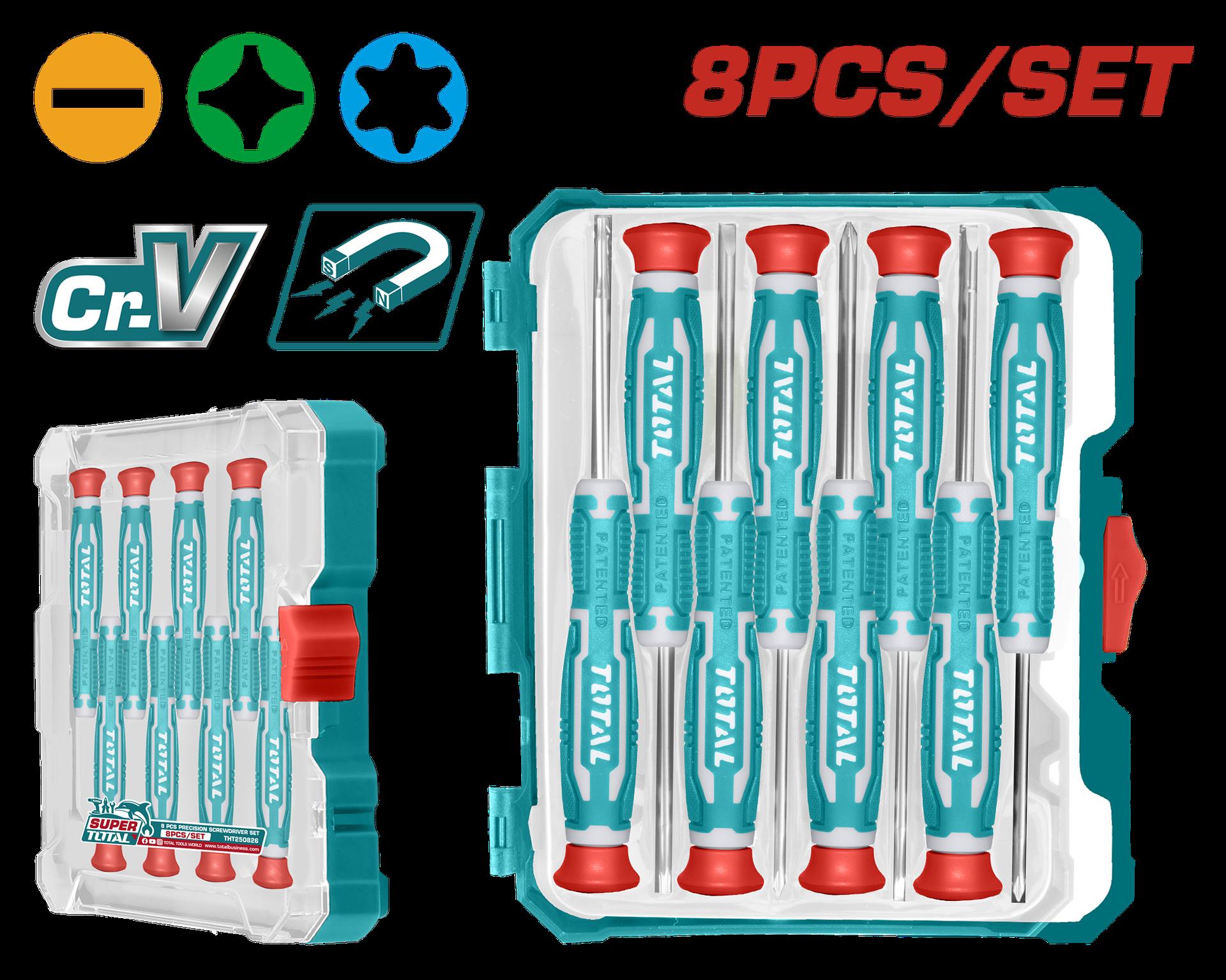 Juego Destornilladores X 8Pcs De Precision Punta Inmantada Industrial Super Total Tht250826