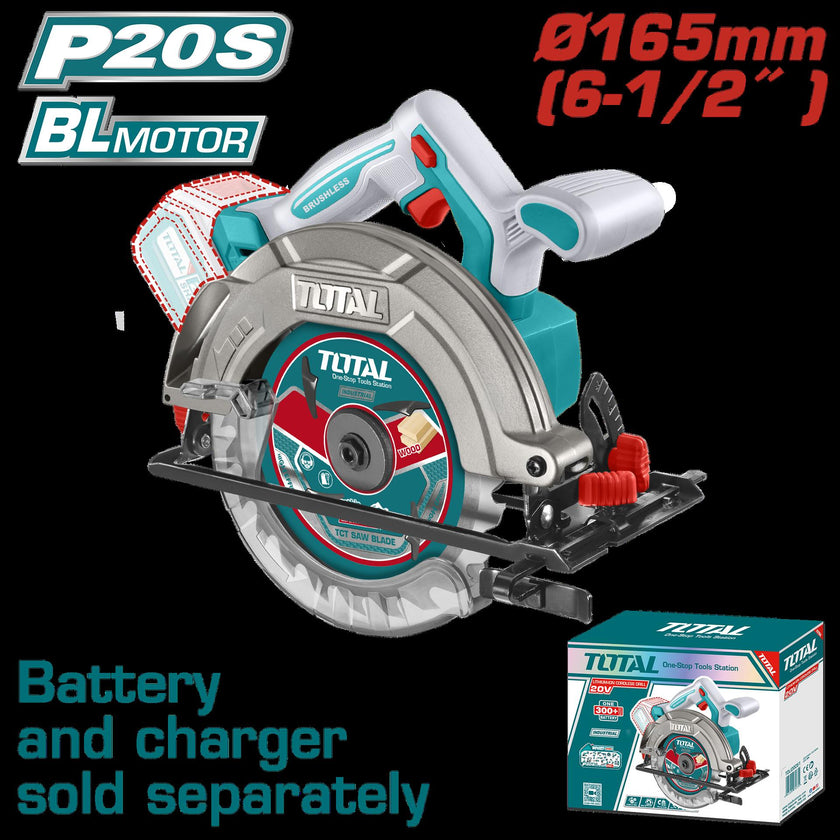 Sierra Circular Inalambrica 20V 6 12 Bateria Y Cargador No Incluido  Industrial Super Total  Tsli1652