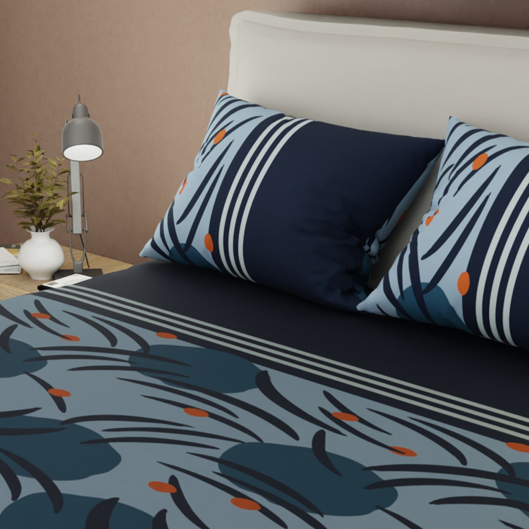 Sábana Ajustable Navy Bloom Azul