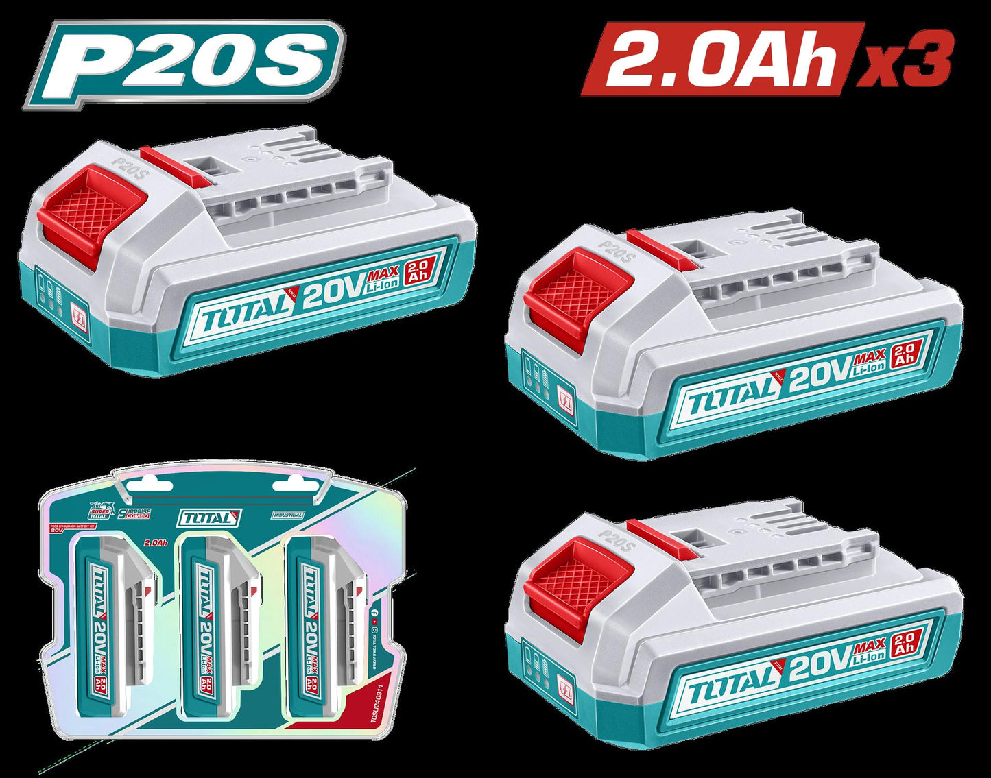 Kit De 3 Baterias 20V 20Ah Industrial Super Total Tosli240311