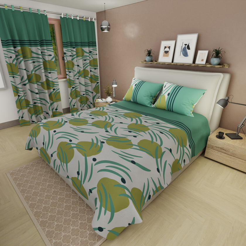 Juego De Sábanas Microfibra Suavizada Navy Bloom Green