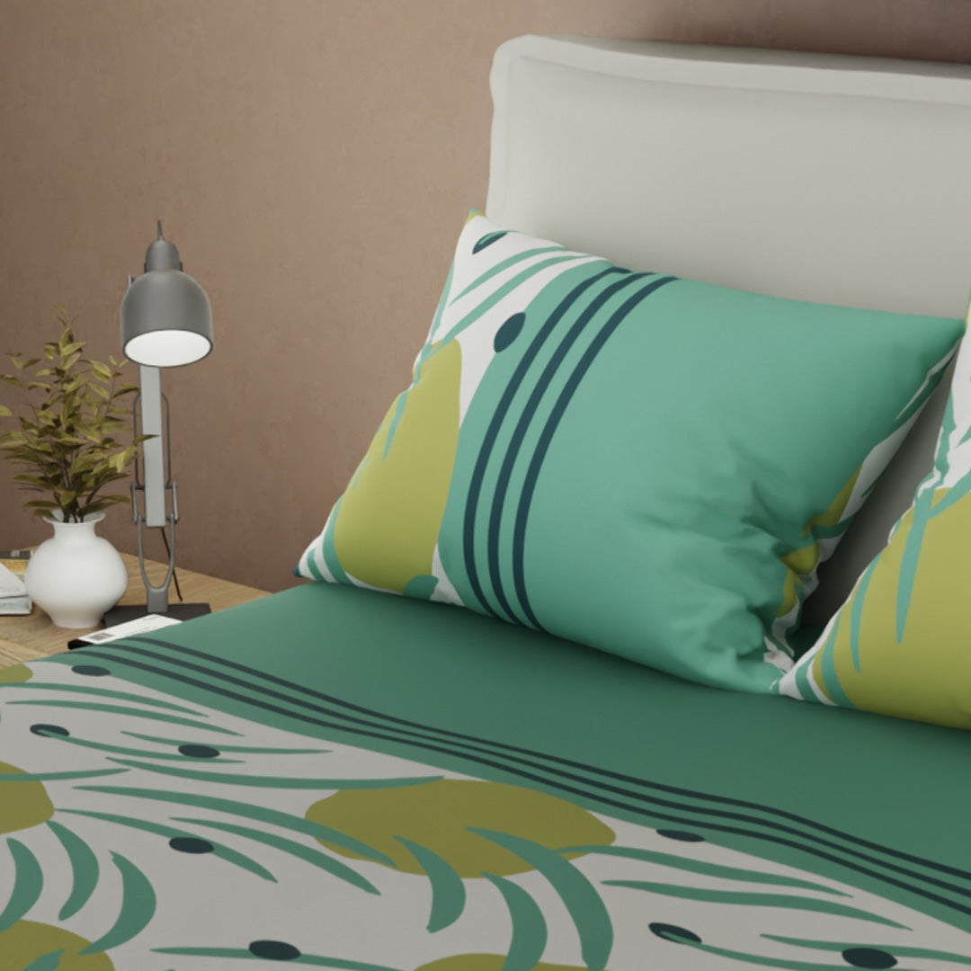 Juego De Sábanas Microfibra Suavizada Navy Bloom Green