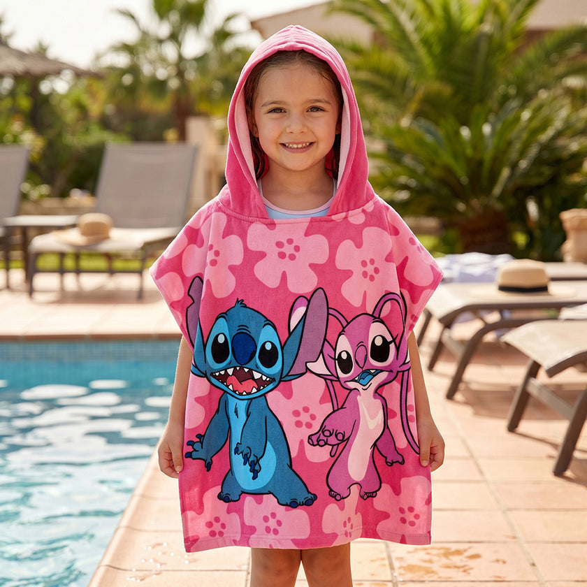 Toalla Capucha Infantil Disney  Stitch & Angel