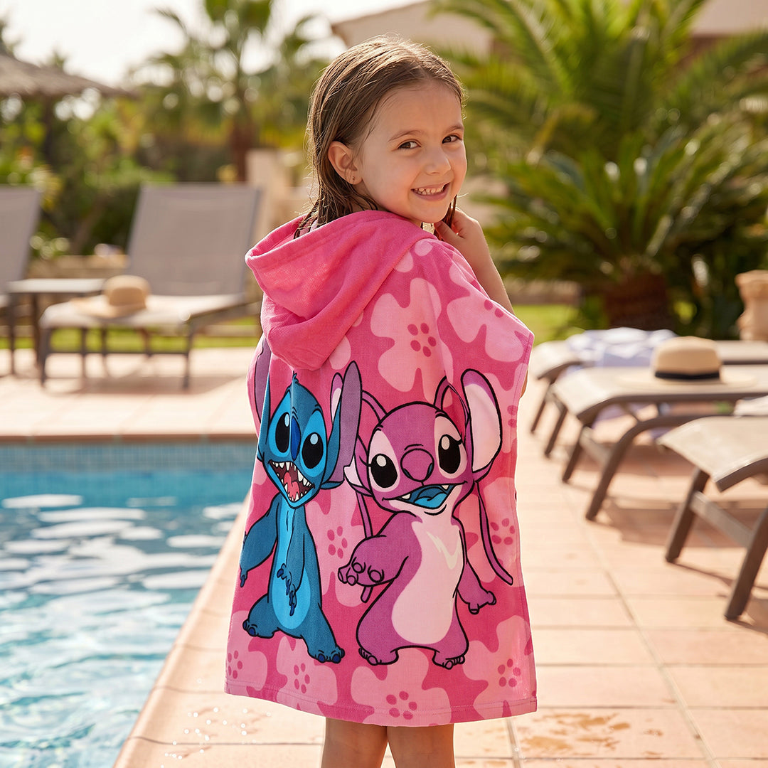 Toalla Capucha Infantil Disney  Stitch & Angel
