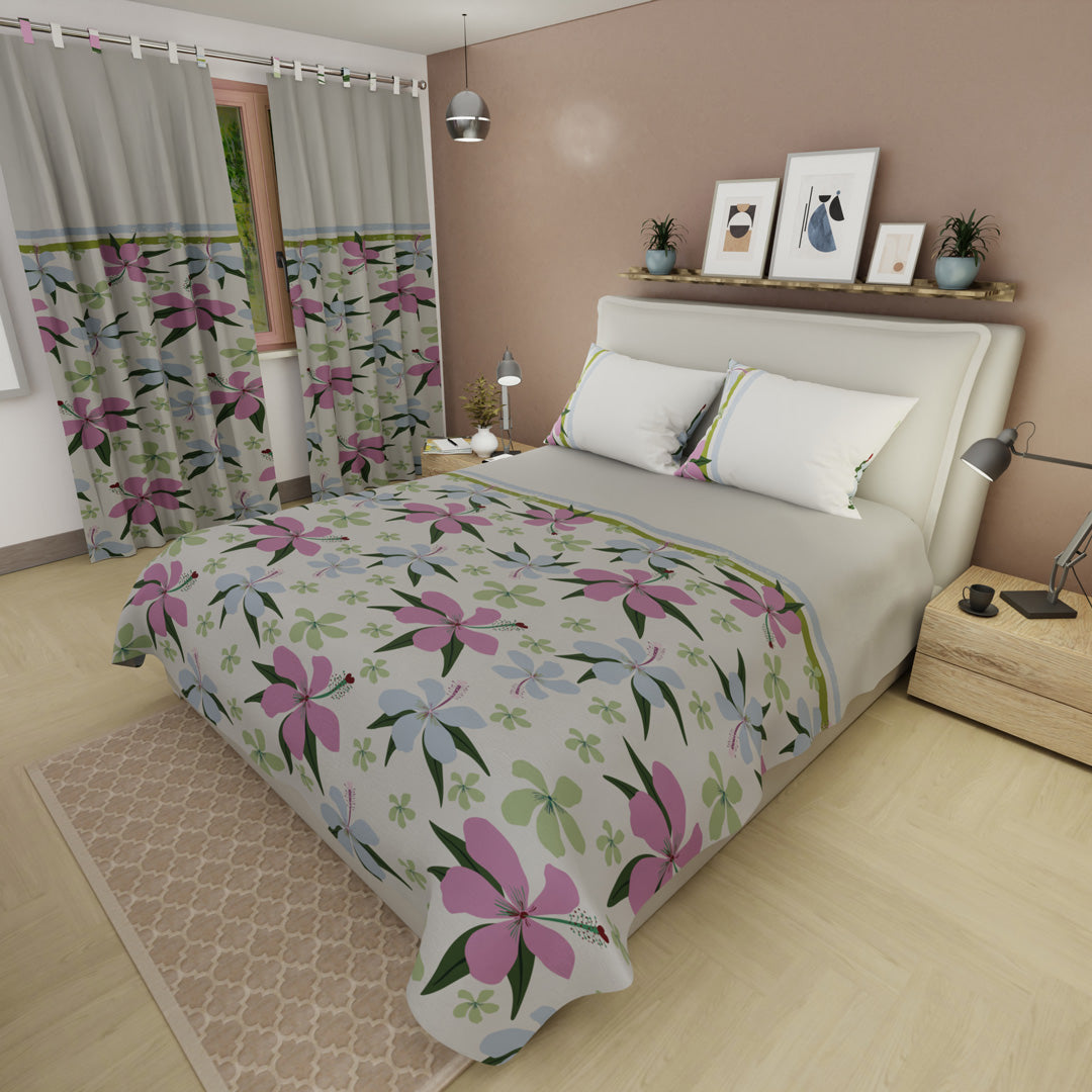 Juego De Sábanas Microfibra Suavizada Follaje Morado