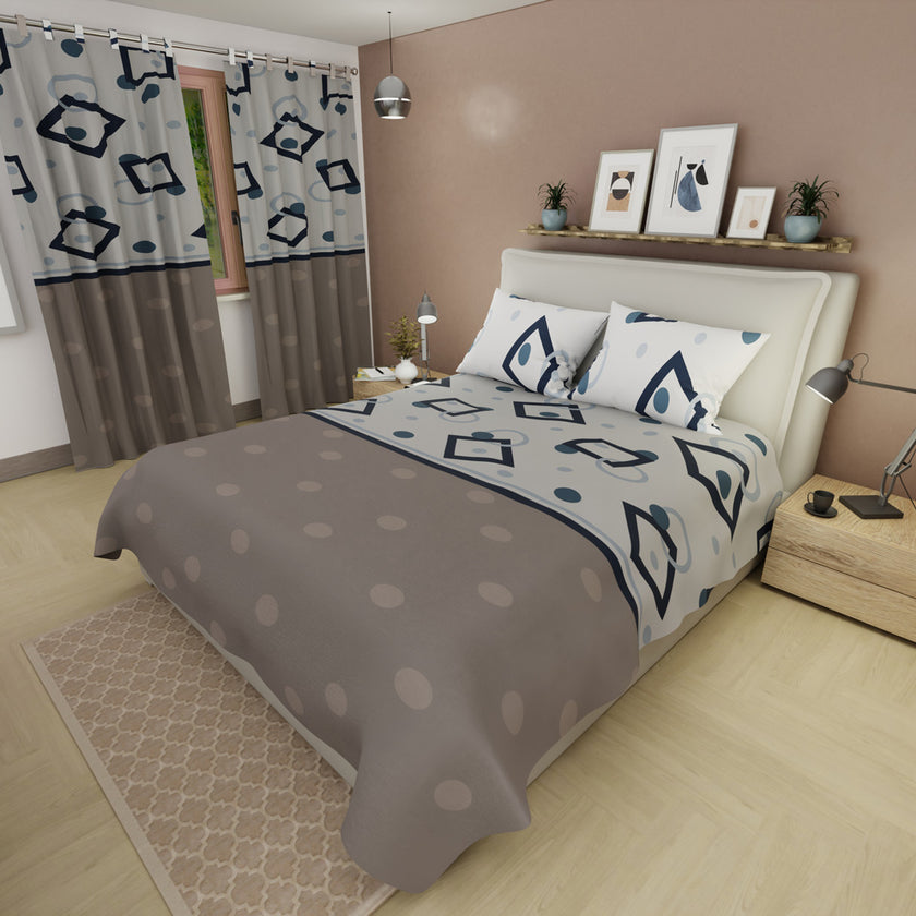 Juego De Sábanas Microfibra Suavizada Taupe Diamonds