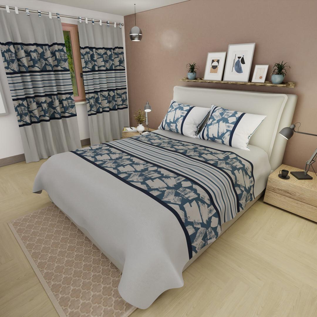 Juego De Sábanas Microfibra Suavizada  Ash & Cobalt