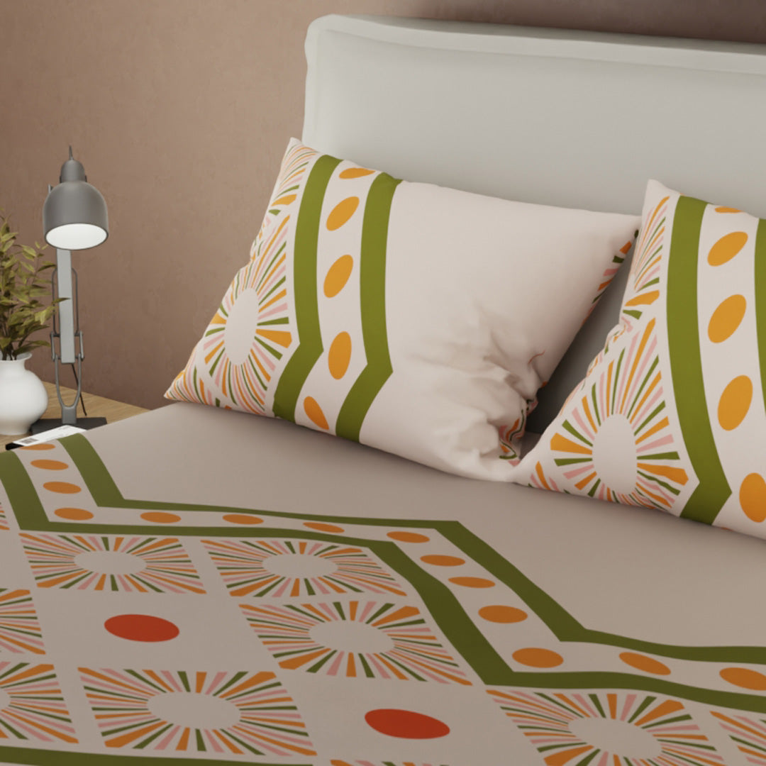 Juego De Sábanas Microfibra Suavizada Boho Clay Green
