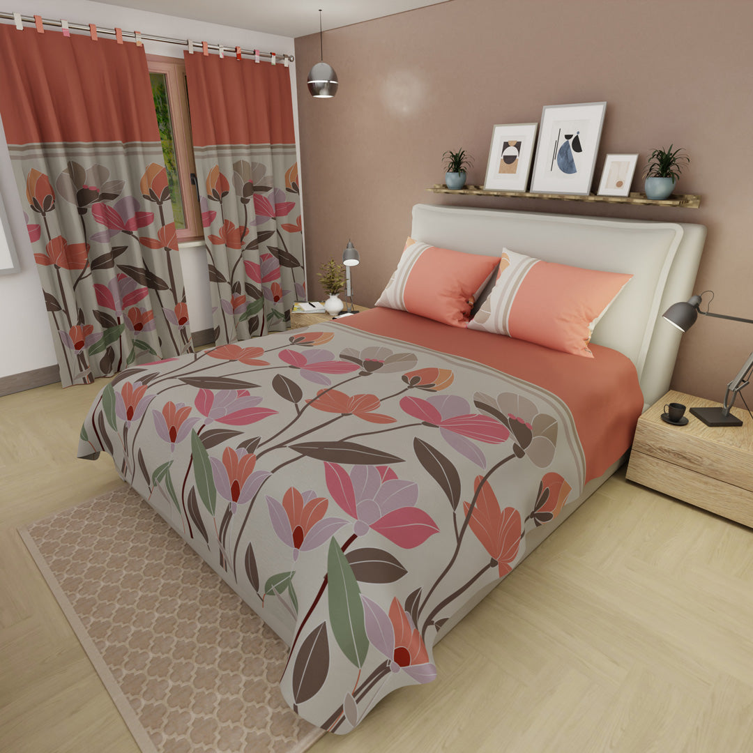 Juego De Sábanas Microfibra Suavizada Pradera Avellana