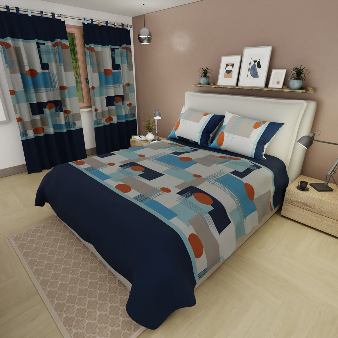 Juego De Sábanas Microfibra Suavizada Artistic Studio Blue
