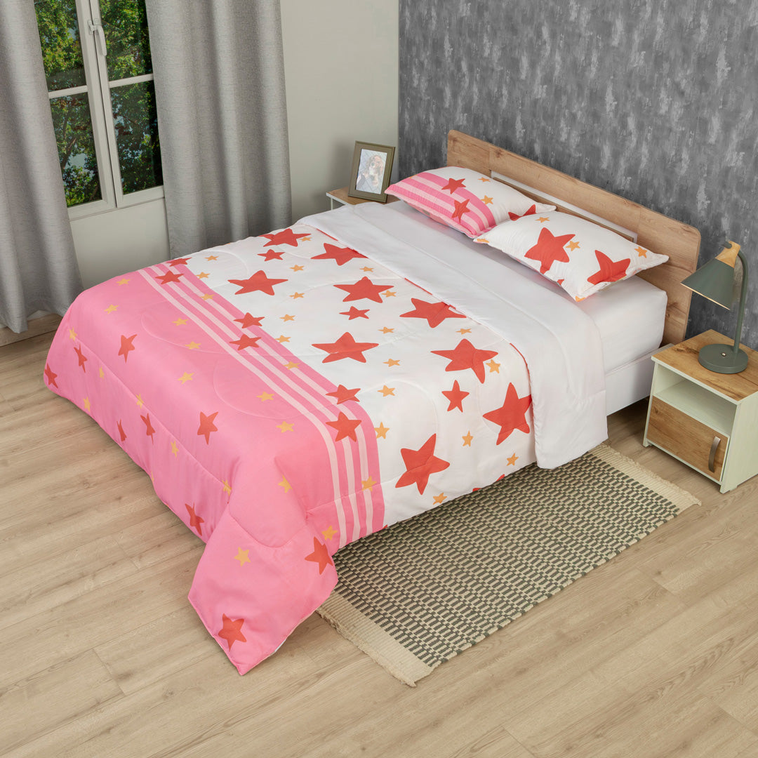 Cubrelecho Semiacolchado Doble Faz Starry Rose