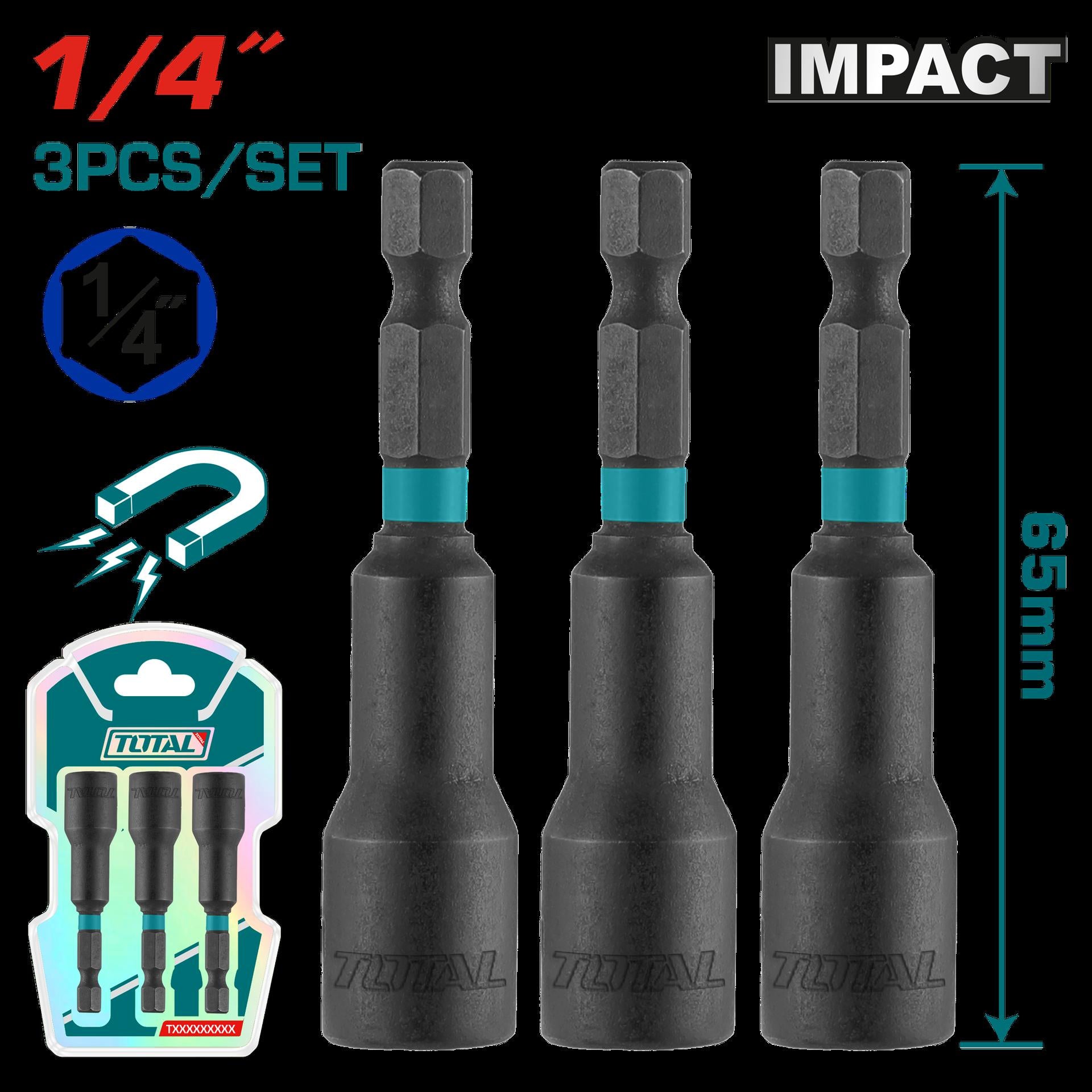 Copa Tornillo  14 Imantada Juego X 3 Pzs  Industrial Super Total Utac270631