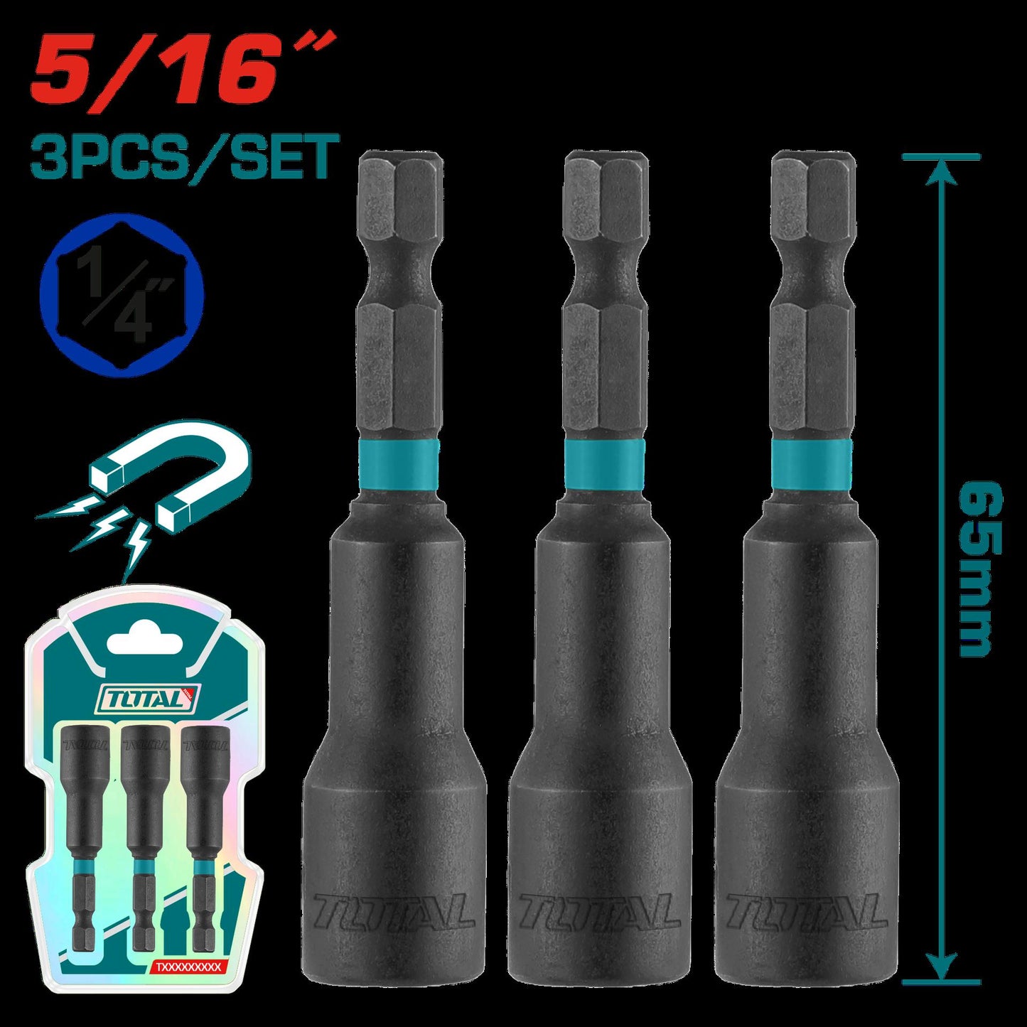 Copa Tornillo  516 Imantada Juego X 3 Pzs  Industrial Super Total Utac270831
