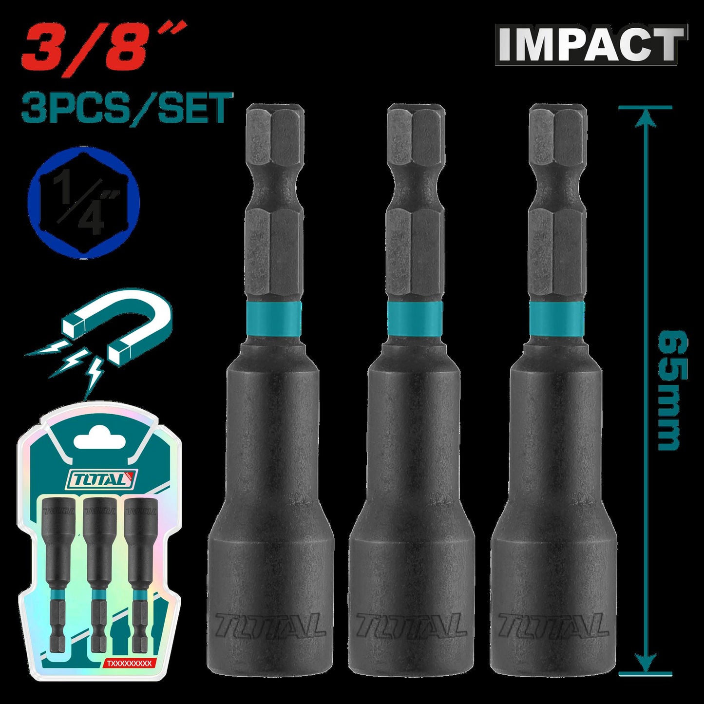 Copa Tornillo  38 Imantada Juego X 3 Pzs  Industrial Super Total Utac271031