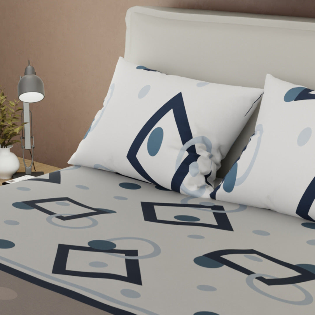 Juego De Sábanas Con Cortinas Taupe Diamonds
