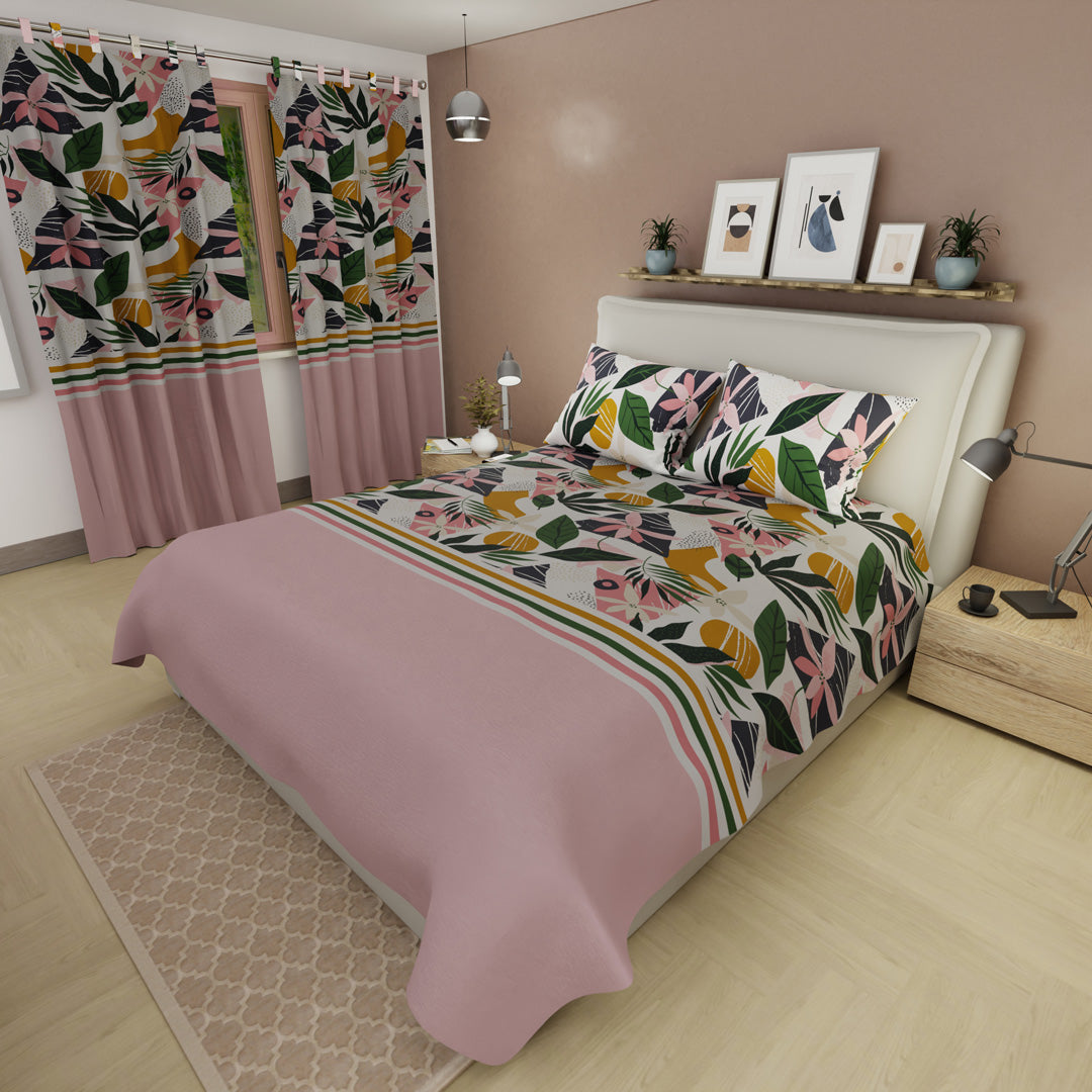 Juego De Sábanas Con Cortinas Jungla Rubor