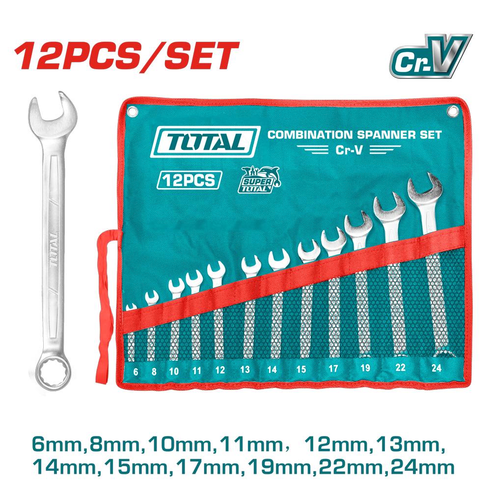 Llave Mixta Juego X 12 Pzs 624Mm Crv Industrial Super Total Tht1022121A