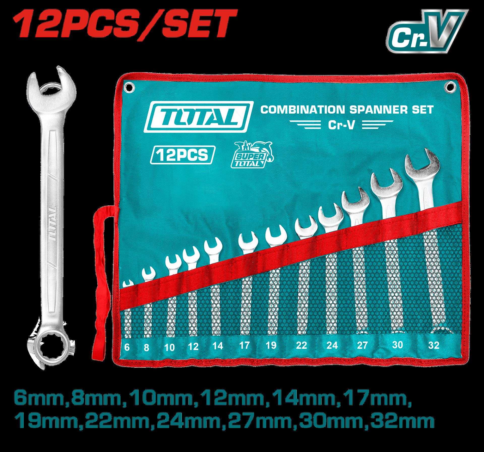 Llave Mixta Juego X 12 Pzs 632Mm Crv Industrial Super Total Tht1022122