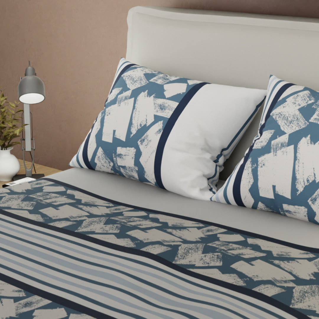 Juego De Sábanas Con Cortinas Sh & Cobalt Azul
