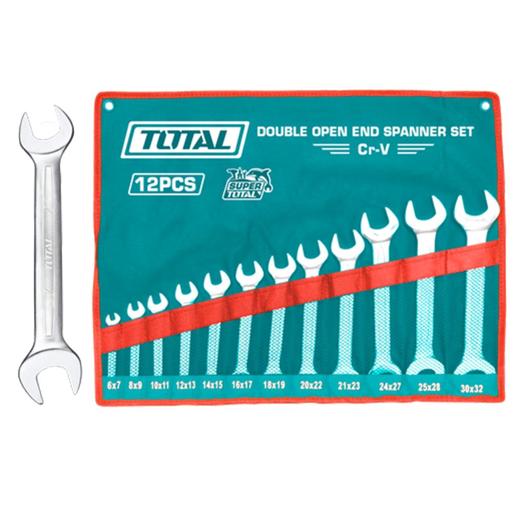 Llave Boca Fija Juego X 12 Pzs 632Mm Crv Industrial Super Total Tht1023121