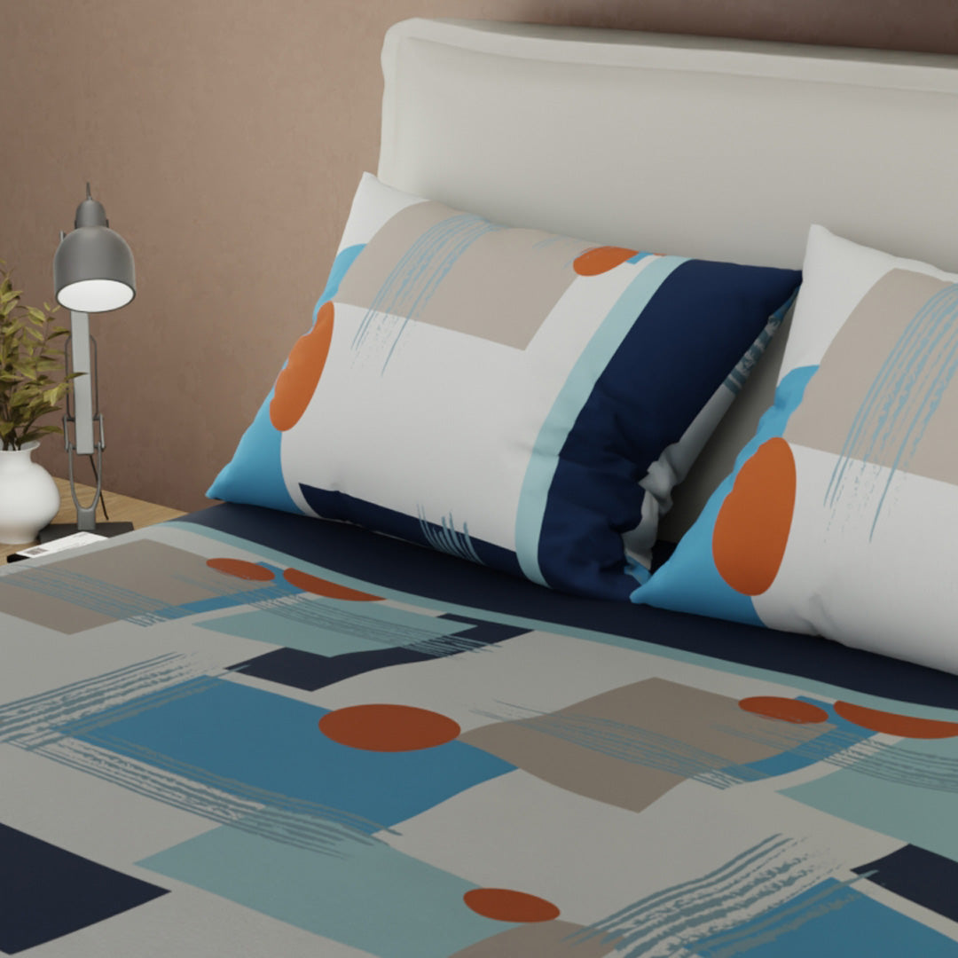 Juego De Sábanas Con Cortinas  Artistic Studio Blue