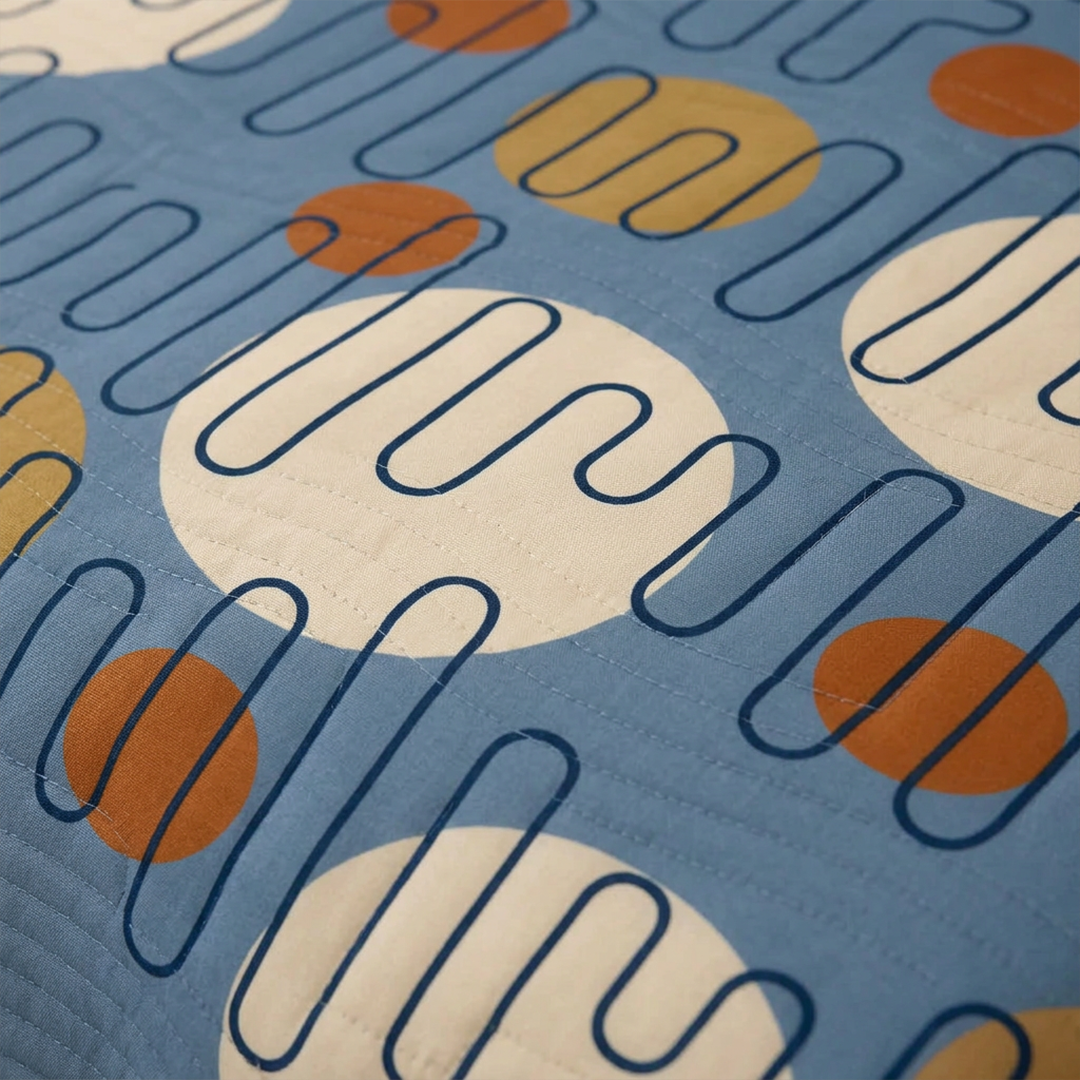 Cubrelecho Estampado Prensado Doble Faz Mustard Circuit