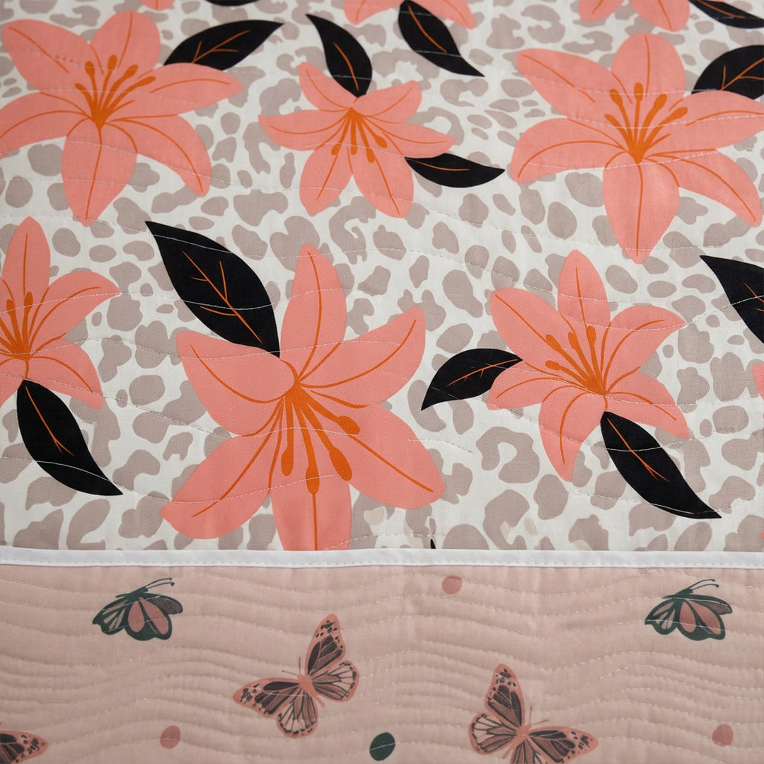Cubrelecho Estampado Prensado Doble Faz Oasis Mariposa