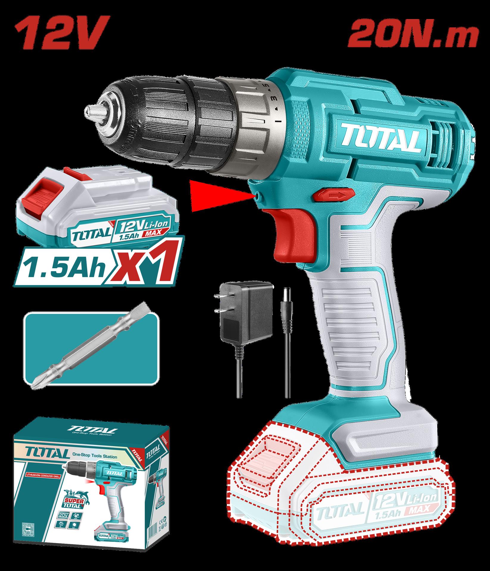 Taladro Inalambrico  13238  12V 20 Nm Incluye 1 Bateria De 15Ah Super Total Utdli1218