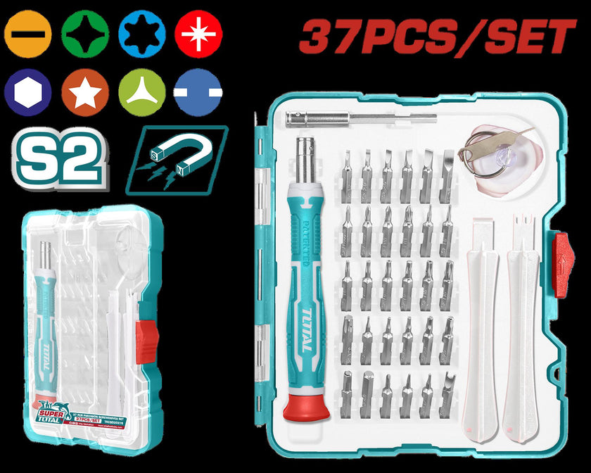 Juego De Destornilladores Puntas Intercambiables  Imantadas X 37 Pzs Total Tacsd30376