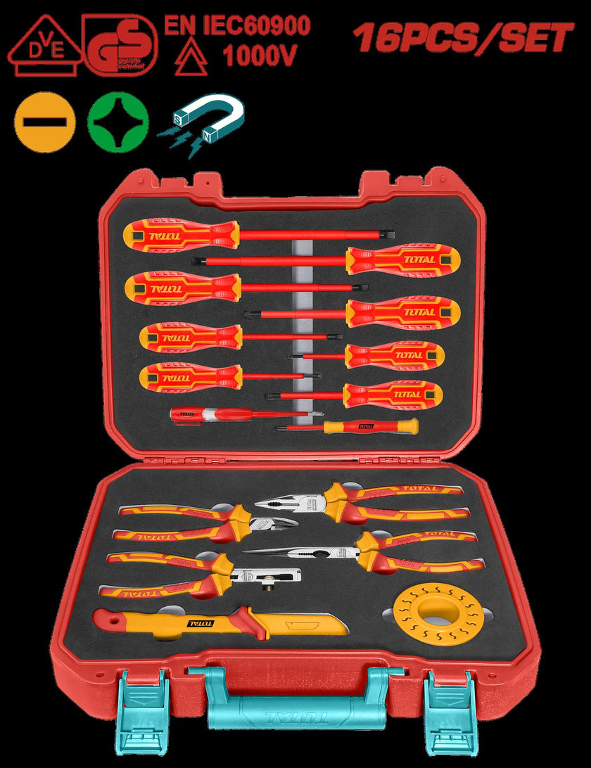 Set De Herramientas Aisladas 1000V X 16 Pzs Industrial Super Total Thkith1601