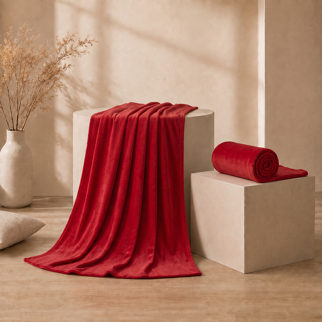 Cobija Piel Durazno Soft  Roja