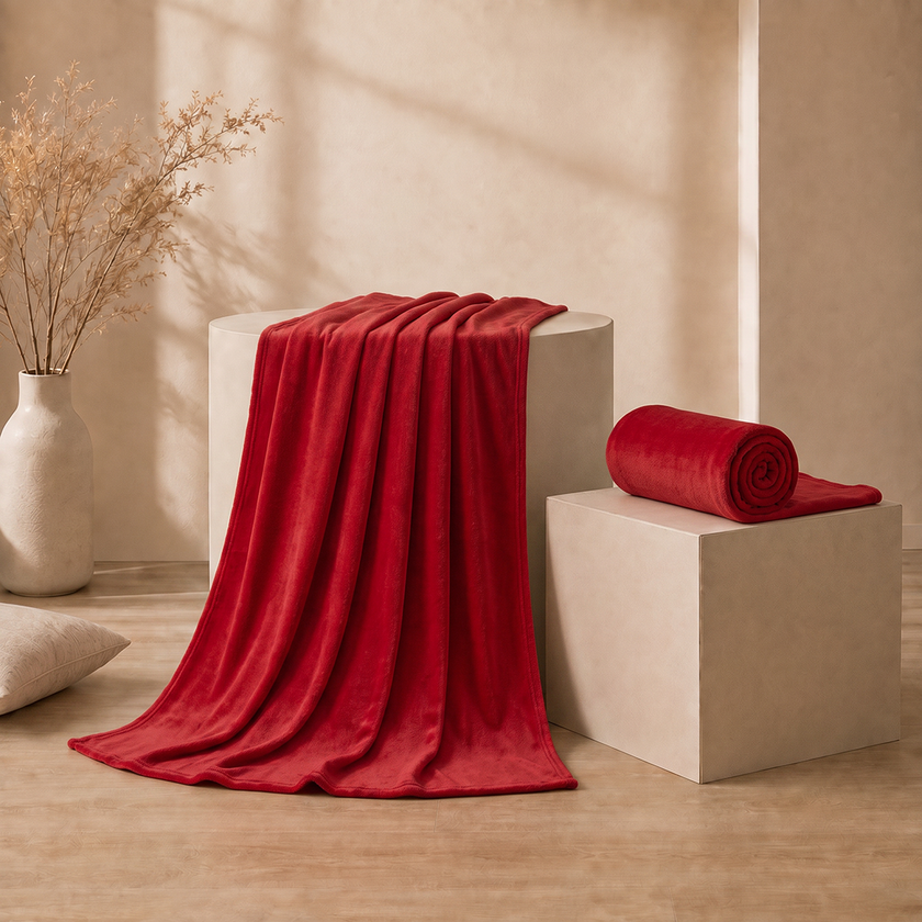 Cobija Piel Durazno Soft  Roja