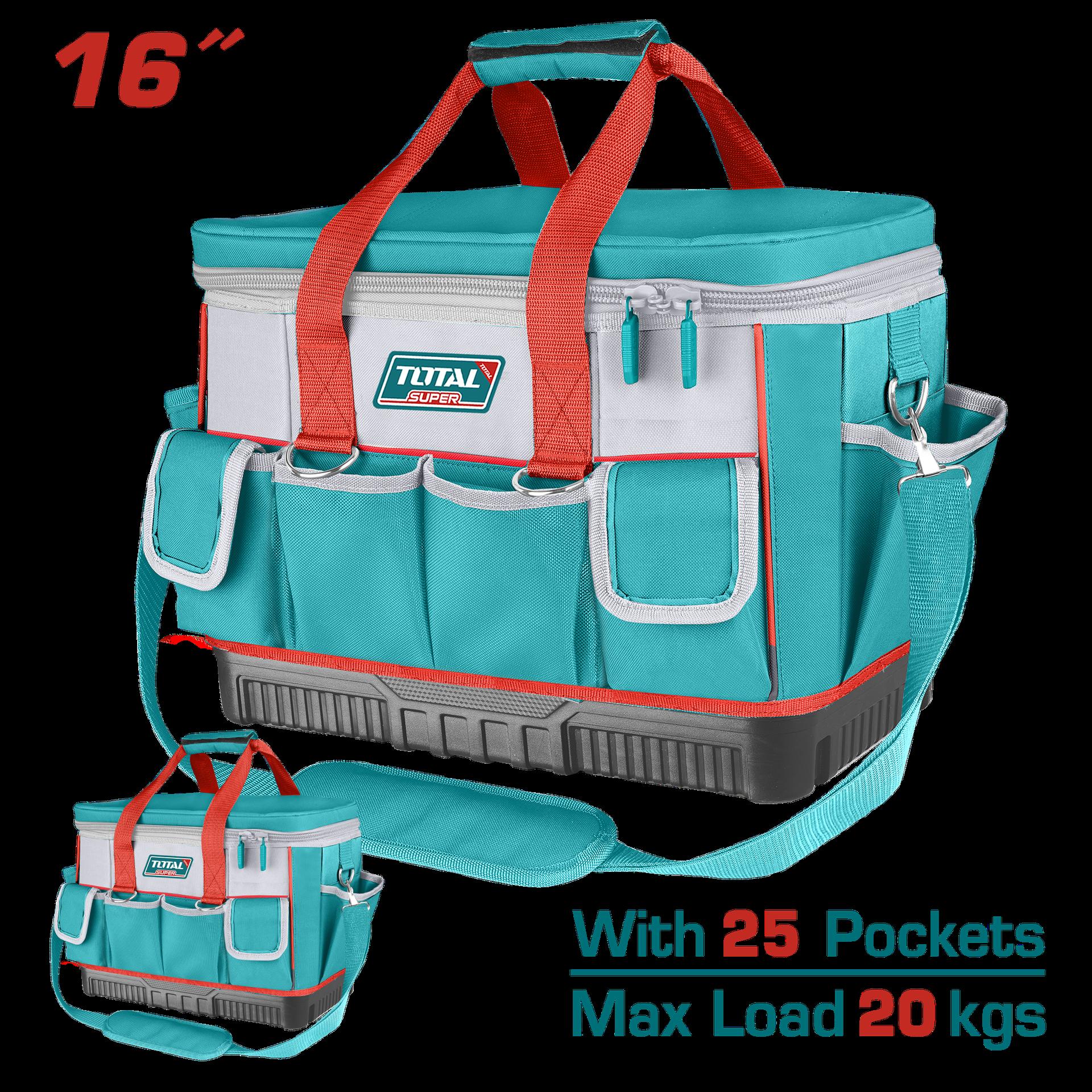 Bolso De Herramientas 16 Reforzado Capacidad Maxima 20Kg Industrial Super Total Tht561625