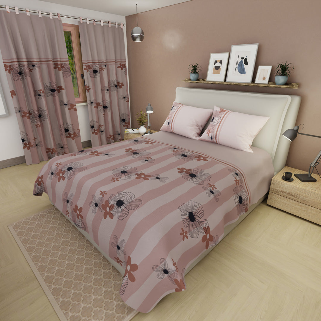Juego De Sábanas Microfibra Suavizada Delicate Line Flower Rose