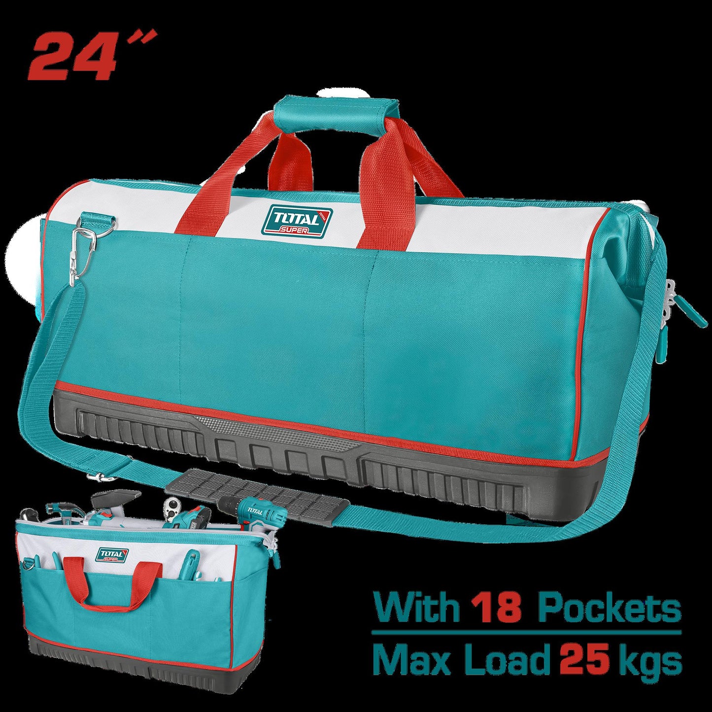 Bolso De Herramientas 24 Reforzado  Capacidad Maxima 25Kg Industrial Super Total Tht16242