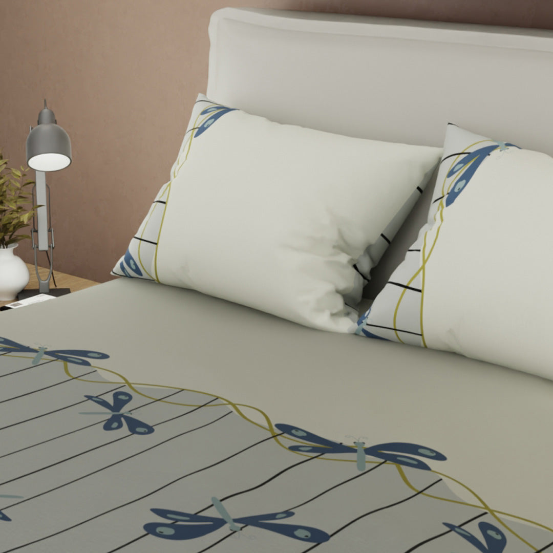 Juego De Sábanas Microfibra Suavizada Clay Dragonfly Blue