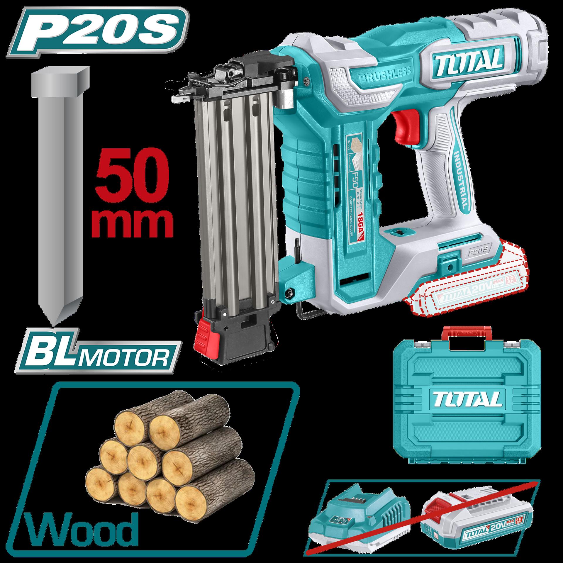 Clavadora Inalambrica 50Mm 20V No Incluye Bateria Y Cargador Industrial Super  Total Tcbnli5005