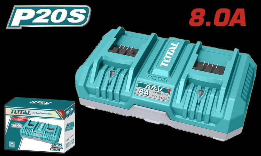 Cargador Inteligente Doble Para Baterias 20V Industrial Total Utfcli2082