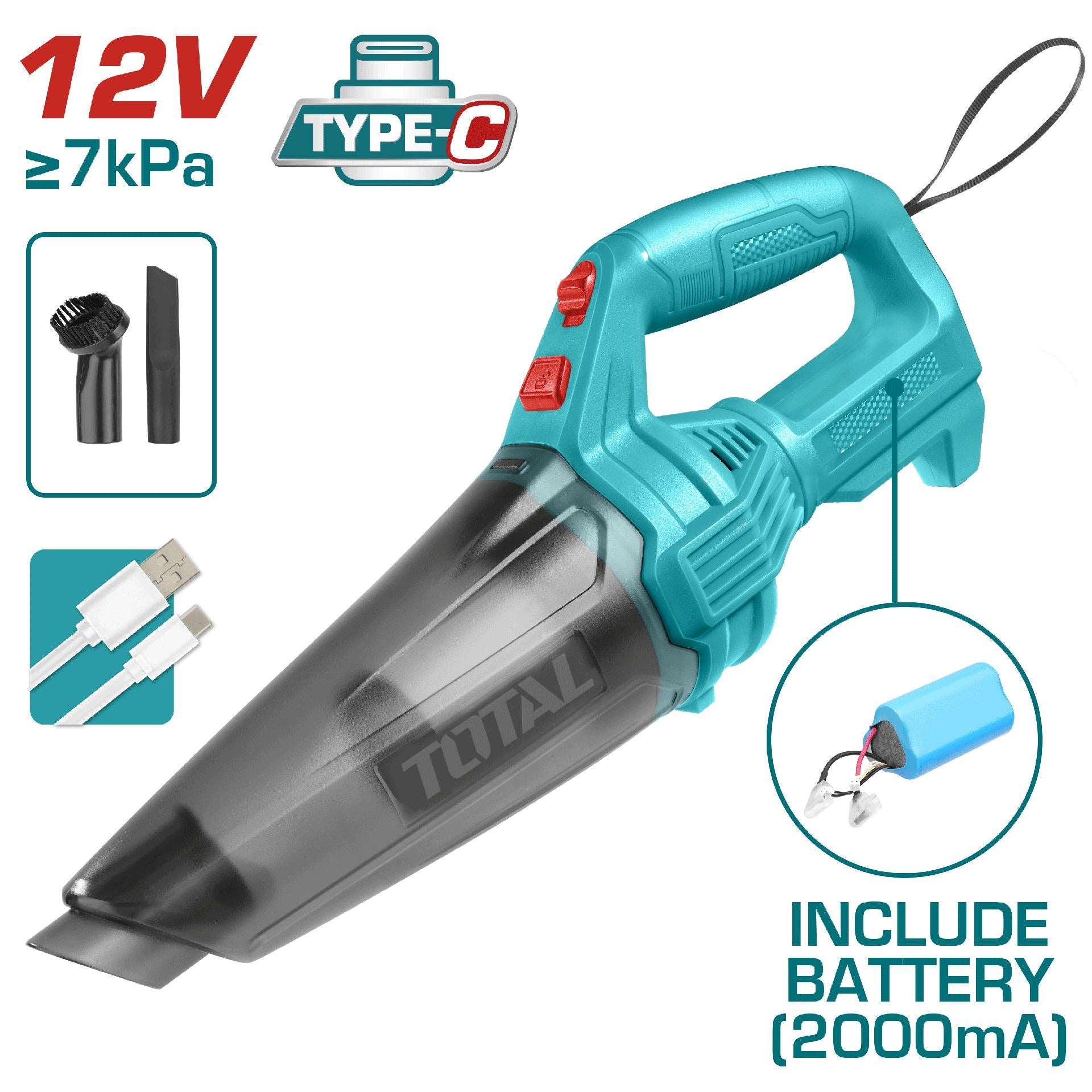 Aspiradora De Mano Recargable 12V  Capacidad 05L Super Total Tvli2026