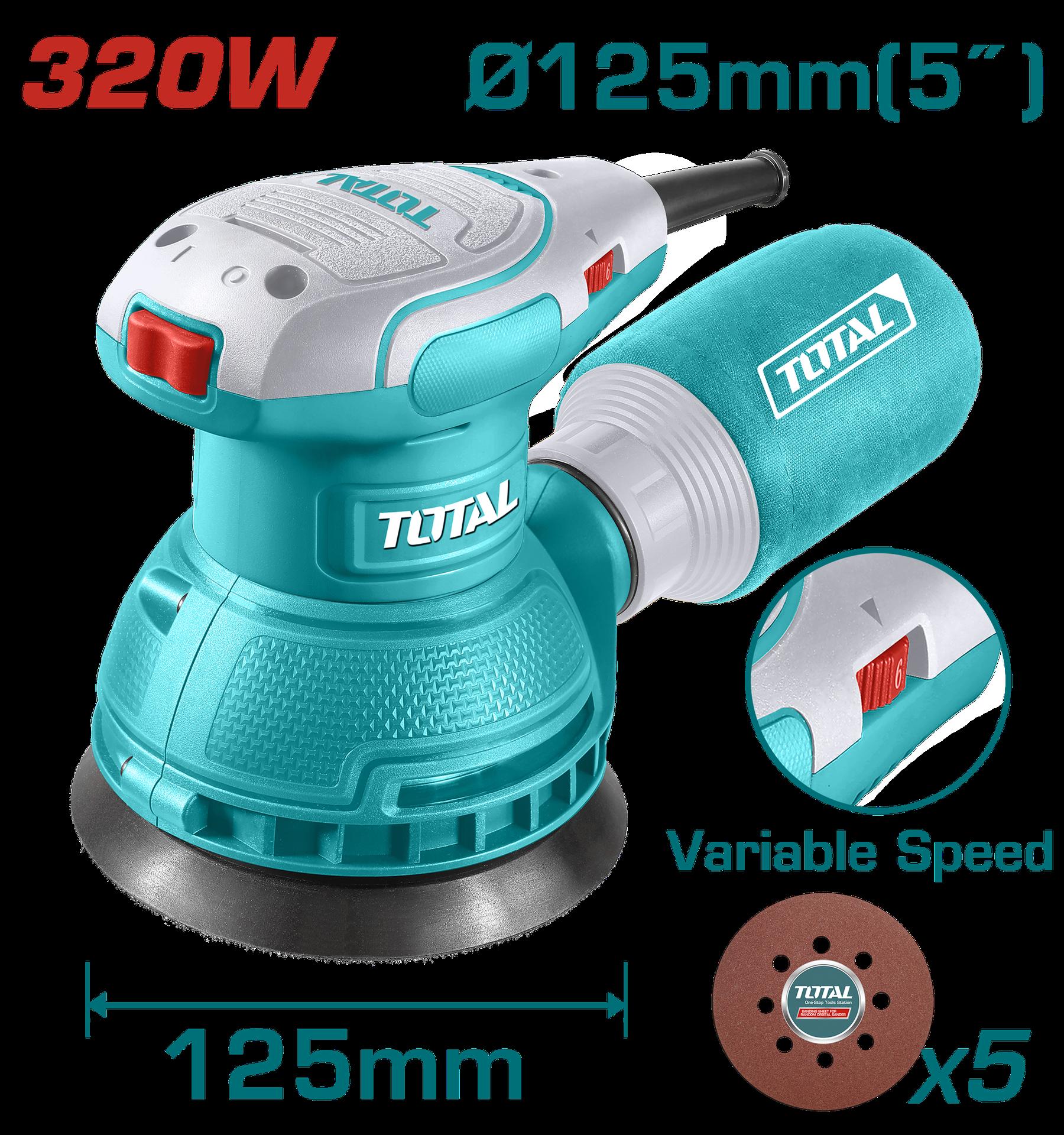 Lijadora Orbital  5 320W Incluye 5 Lijas Industrial Super  Total Utf2131256