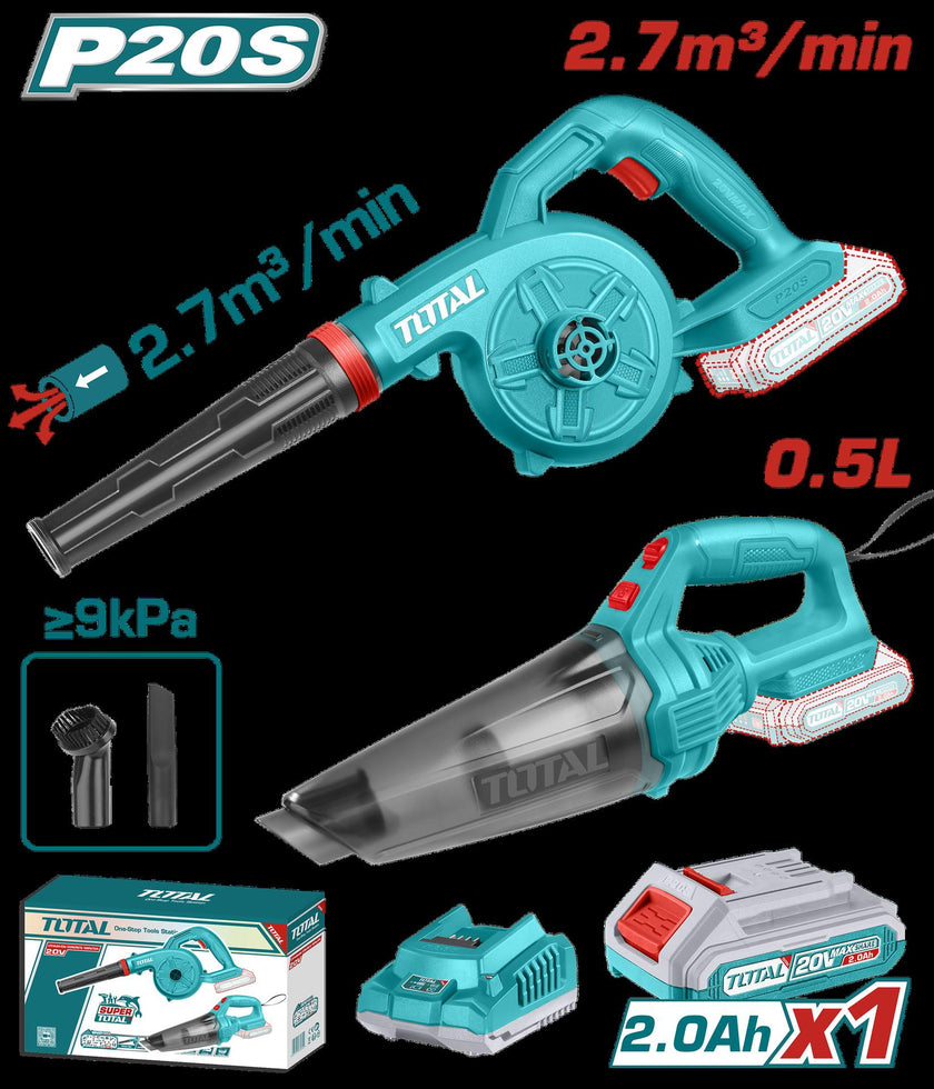 Combo Inalambrico 20V Sopladora Inalambrica   Aspiradora De Mano 05L Incluye 1 Bateria 20Ah Super Total Utosli240998