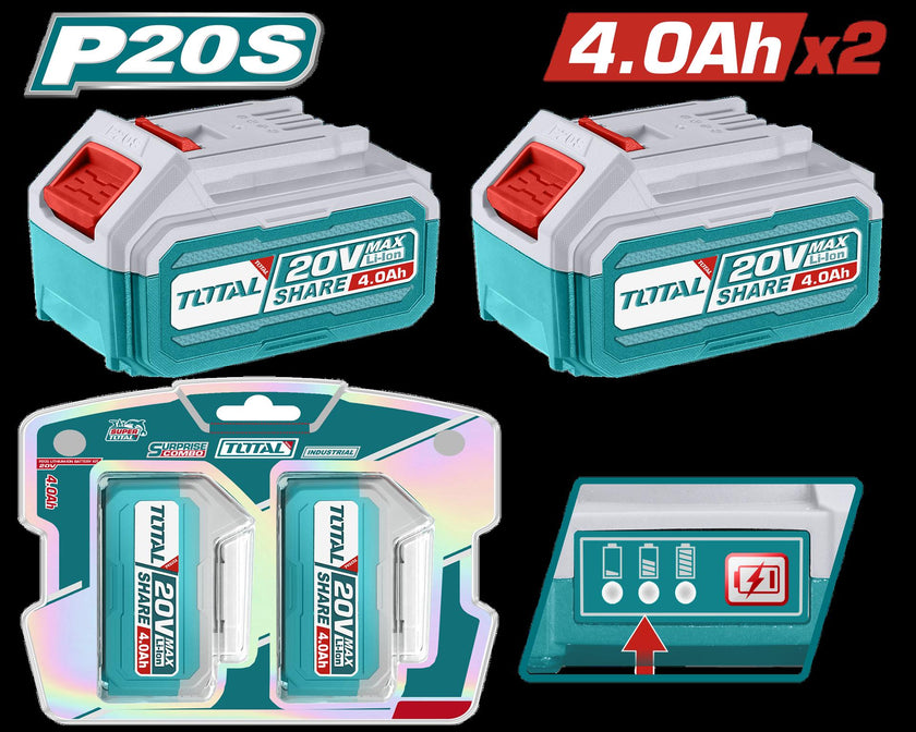 Kit De Bateria X2 Pzs 20V 40Ah Industrial Ion Lithium  Industrial Super Total Tosli240312