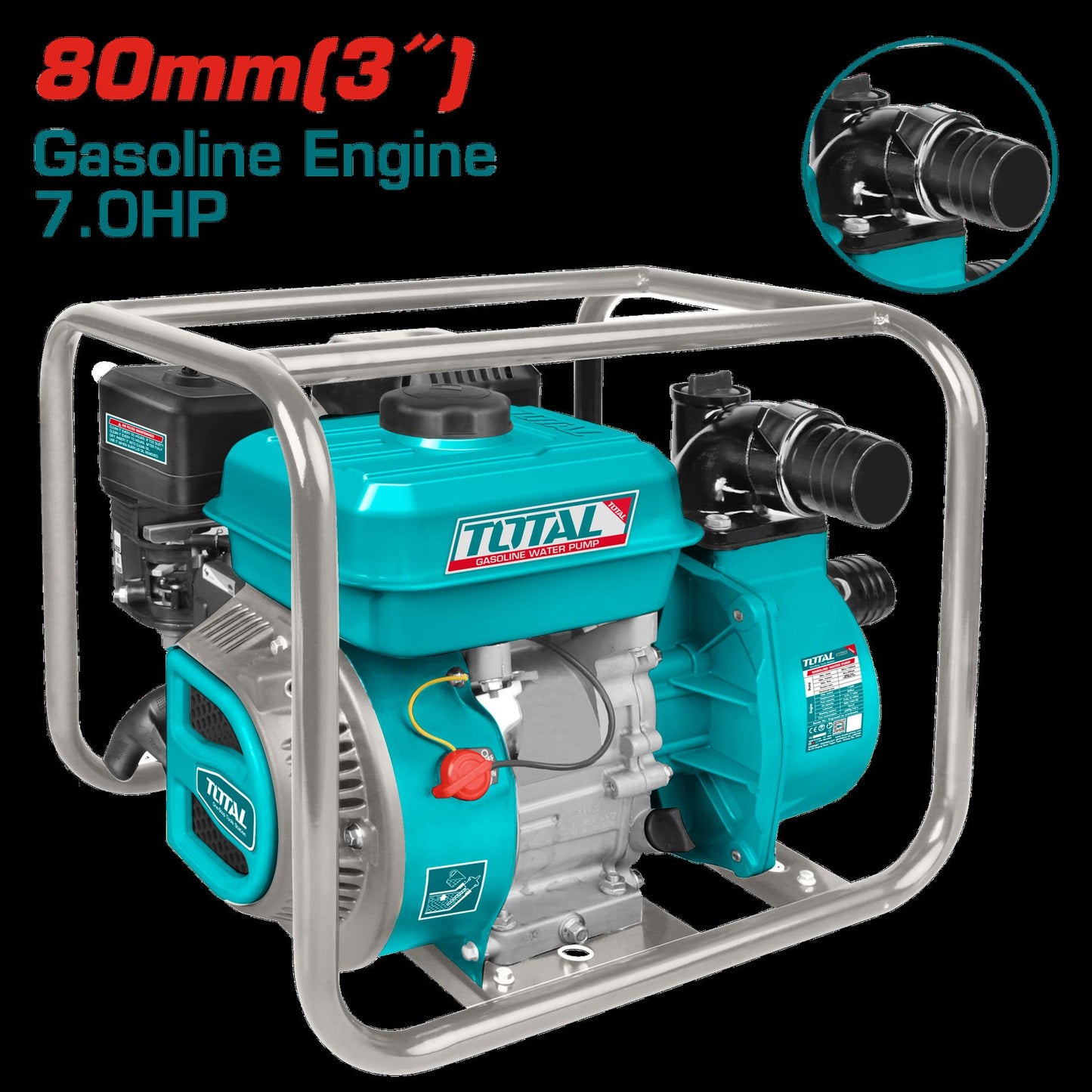 Motobomba A Gasolina 70Hp Salida 80Mm3 Flujo Max 1000Lmin Maximo Elevacion 32M  Maximo De Succion 8M Desplazamiento 208Cc Capacidad Tanque 36L Industrial Super Total Tp3302