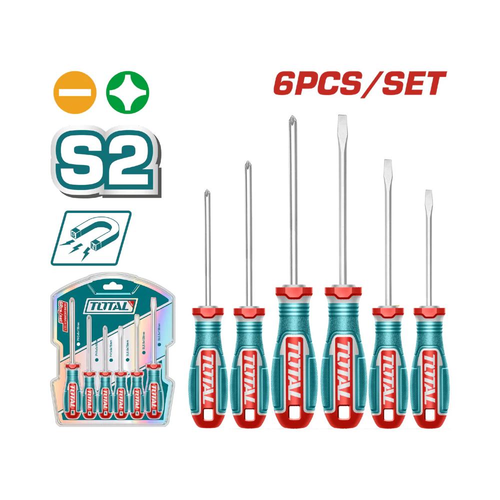Juego Destornilladores X 6Pzs    Destornillador Con Puntas Intercambiales 20 Puntas Industrial Super Totalc Tksds2726